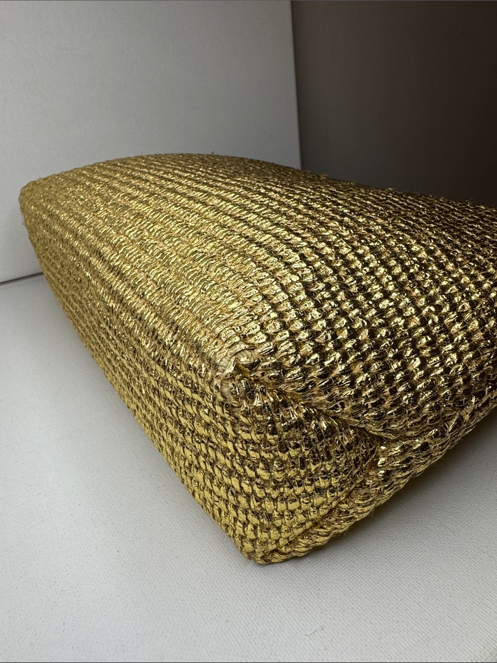 Cult Gaia Gold Metallic Raffia Shanti Fringe Clutch Bag - Picture 9 of 13